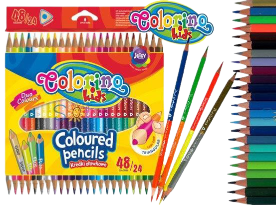 kredki do rysowania   Colorino Colorino Kredki Duo Trójkątne 2448 Kolory 51705